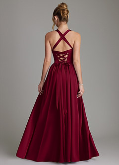 Azazie Francis Bridesmaid Dresses Burgundy A-Line Corset Stretch Satin Dress image2