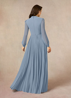 Azazie Adellah Mother of the Bride Dresses Dusty Blue A-Line Pleated Chiffon Dress image3