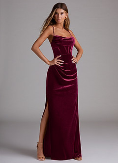 Azazie Mai Bridesmaid Dresses Cabernet Sheath Sweetheart Neckline Velvet Dress image3