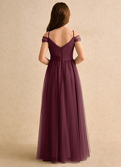 Azazie Yuna Girls Formal Abiti da Ragazza di Fiori Abito A-Line in Tulle Spalle Scoperte Cabernet image2
