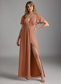 Azazie Zaniah Bridesmaid Dresses Bronzer A-Line Chiffon Dress image4