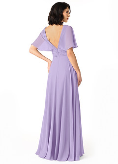 Azazie Pamela Bridesmaid Dresses Lilac A-Line V-Neck Pleated Chiffon Dress image2