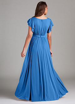 Azazie Daphne Modest Bridesmaid Dresses A-Line Ruched Mesh Floor-Length Dress image2