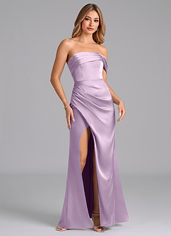 Azazie Lisbeth Bridesmaid Dresses Frosted Lilac Mermaid Off the Shoulder Stretch Satin Convertible Dress image4