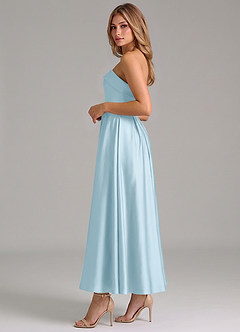 Azazie Lucienne Vestidos de damas de honor Vestido de Azul Cielo de Satén Elástico de Corte en A con Plisado image3