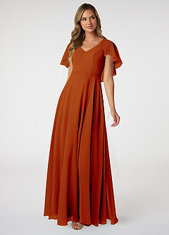 Azazie Jamie Bridesmaid Dresses Paprika A-Line Chiffon Dress image1
