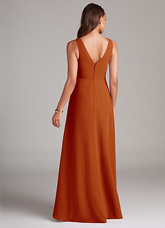 Azazie Nelly Bridesmaid Dresses Paprika A-Line Pleated Chiffon Dress image5