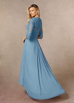 Azazie Anne Mother of the Bride Dresses Steel Blue Sheath Sweetheart Sequins Lace Dress image8