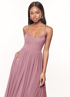 Azazie Marsol Bridesmaid Dresses Vintage Mauve A-Line Corset Mesh Dress image5