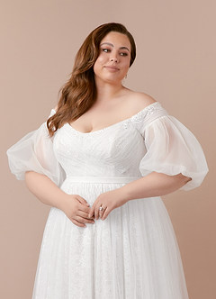Azazie Vendela Wedding Dresses Ball-Gown Sequins Tulle Chapel Train Dress image4