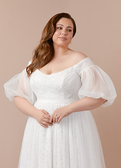 Azazie Vendela Wedding Dresses Diamond White Ball-Gown Sequins Tulle Dress image10