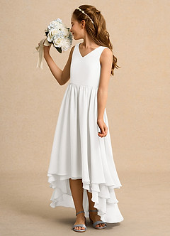 Azazie Kitten Girl Jurken voor bloemenmeisjes A-Lijn Jurk van Chiffon Ivoor image5