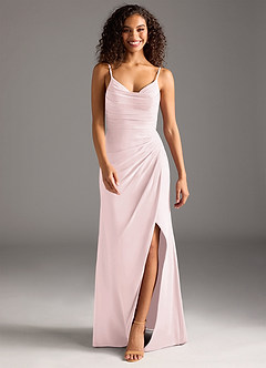 Azazie Deandra Bridesmaid Dresses Blushing Pink Mermaid Pleated Chiffon Dress image5
