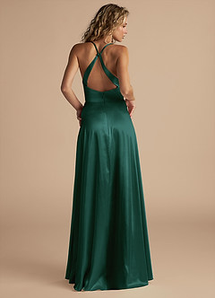 Azazie Davis Brautjungfernkleider A-Linie Plissee Metallischer Satin Kleid Kiefer image3