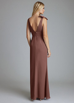 Azazie Taro Final Sale Agave Sheath Bow Chiffon Dress image2