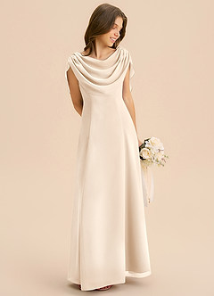 Azazie Lambie Junior White Alabaster A-Line Pleated Chiffon Dress image5