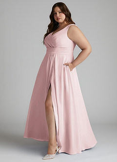 Azazie Karina Bridesmaid Dresses Blushing Pink A-Line Pleated Chiffon Dress image8
