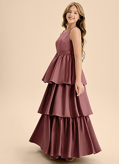 Azazie Meadowyn Junior Amethyst A-Line Bow Stretch Satin Dress image5