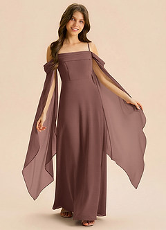 Azazie Moana Junior Linia A Pofałdowany Szyfon Długość podłogi Młodsza druhna Sukienka image1