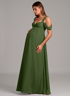 Azazie Rhea vestidos de dama de honor de maternidad Vestido de Corte En A Plisado Hasta el suelo Gasa image3
