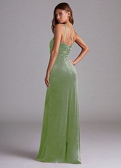 Azazie Eren Bridesmaid Dresses Dusty Sage Sheath One Shoulder Velvet Dress image5