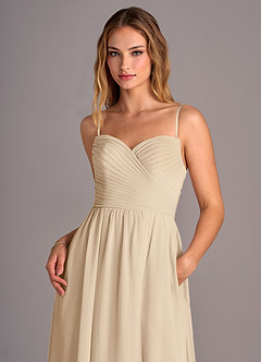 Azazie Joni Bridesmaid Dresses Champagne A-Line Strapless Chiffon Convertible Dress image2