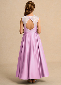 Azazie Candy Girl Flower Girl Dresses Candy Pink Ball-Gown Bow Matte Satin Dress image3