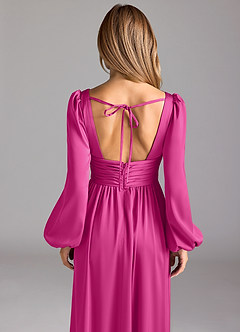 Azazie Norah Brudtärnklänningar Klänning av A-Line i Stretch Satin Fuchsia image6