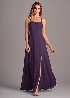 Azazie Carolyn Brudtärnklänningar Klänning av A-Linje i Chiffong Plisserad Plommon image4