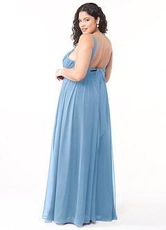 Azazie Aziza Abiti da Damigella Abito A-Line in Chiffon con Scollo a V a Pieghe Azzurro Polvere image10