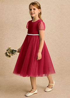 Azazie Kaylor Flower Girl Klänningar Klänning A-linje i Tyll Plisserad image4