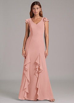 Azazie Nessa Bridesmaid Dresses Rosette A-Line Chiffon Dress image3