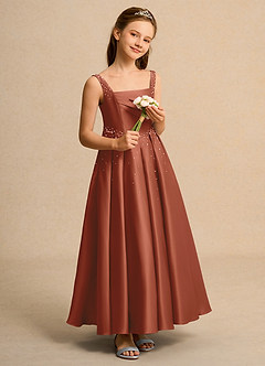 Azazie Mochi Girl Flower Girl Klänningar Klä Balklänning i Matt satäng Plisserad image4