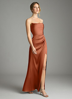 Azazie Leonis Bridesmaid Dresses Cedar Rose Mermaid Pleated Stretch Satin Convertible Dress image6