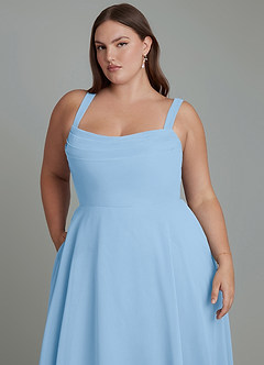 Azazie Shaude Bridesmaid Dresses Powder Blue A-Line Pleated Chiffon Dress image12
