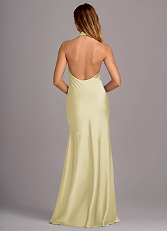 Azazie Lorena Bridesmaid Dresses Lemon Sorbet Mermaid Pleated Stretch Satin Dress image2