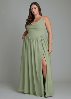 Azazie Novi Bridesmaid Dresses Pistachio A-Line Pleated Chiffon Dress image7