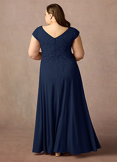 Azazie Rosemarie vestidos de madre de la novia Vestido de Azul Marino Oscuro de Encaje de Corte En A image8