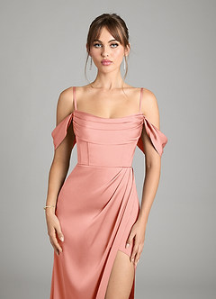 Azazie Johana Vestidos de damas de honor Vestido de Coral de Satén Elástico de Corte Sirena Convertible con Vestidos sin tirantes image4