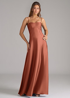 Azazie Valentine Bridesmaid Dresses Clay A-Line Corset Stretch Satin Dress image1