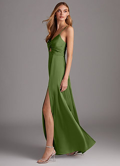 Azazie Jenna Bridesmaid Dresses Juniper A-Line Pleated Stretch Satin Dress image3