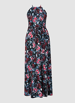 Watch Me Bloom Black Floral Print Halter Maxi Dress image5