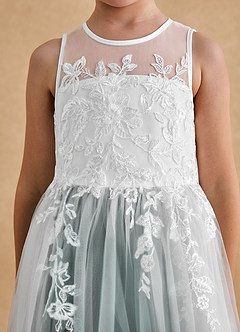Azazie Bitsy Flower Girl Dresses Ivory Pine A-Line Lace Tulle Dress image6
