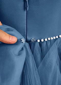 Azazie Tinie Blumenmädchenkleider Ballkleid Schleifen Tüll Kleid Zwielichtviolett image8