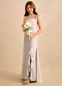 Azazie Novalie Girls Formal Robe Demoiselle D'honneur Fillette Robe Sirène en Satin extensible Arc Albâtre Blanc image2
