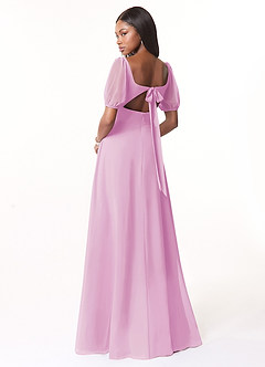 Azazie Alani Bridesmaid Dresses Candy Pink A-Line Square Neckline Chiffon Dress image2