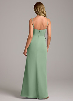 Azazie Tahlia Bridesmaid Dresses Matcha A-Line with Belt Chiffon Dress image7