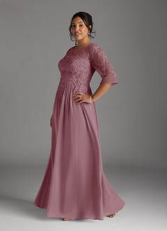 Azazie Mirielle Mother of the Bride Dresses Vintage Mauve A-Line Scoop Lace Chiffon Dress image10