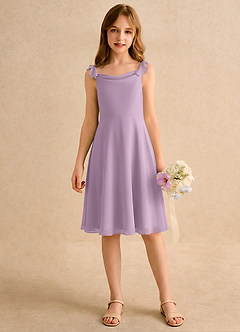 Azazie Pup Girls Formal Flower Girl Dresses Wisteria A-Line Pleated Chiffon Dress image4