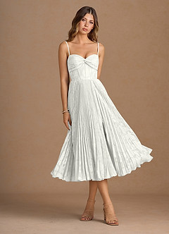 Annie White Pleated Midi Dress image4